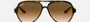 Ray-Ban Cats 5000 Classic RB4125 710/51 pilot sunglasses for men in full rim plastic, with light havana frame, and light brown gradient lenses. 59mm in lens size, 13mm in bridge size, and 140mm in temple length.