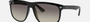 Ray-Ban Boyfriend RB4147 601/32 square sunglasses for men in full rim plastic, with black frame, and grey lenses. 56mm in lens size, 15mm in bridge size, and 145mm in temple length.
