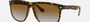 Ray-Ban Boyfriend RB4147 710/51 square sunglasses for men in full rim plastic, with light havana frame, and light brown gradient lenses. 60mm in lens size, 15mm in bridge size, and 145mm in temple length.