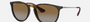 Ray-Ban Erika Classic RB4171 710/T5 round sunglasses for women in full rim plastic, with light havana frame, and brown lenses. 54mm in lens size, 18mm in bridge size, and 145mm in temple length.