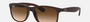 Ray-Ban Andy RB4202 607313 square sunglasses for men in full rim plastic, with matte brown frame, and brown gradient lenses. 55mm in lens size, 17mm in bridge size, and 145mm in temple length.