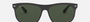 Ray-Ban RB4226 605271 square sunglasses for men in full rim plastic, with matte black on transparent frame, and green lenses. 56mm in lens size, 16mm in bridge size, and 145mm in temple length.
