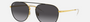 Ray-Ban RB3589 90548G round sunglasses for unisex in full rim metal, with black on gold frame, and grey lenses. 55mm in lens size, 18mm in bridge size, and 145mm in temple length.