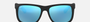 Ray-Ban Justin Color Mix RB4165 622/55 square sunglasses for men in full rim plastic, with matte rubber black frame, and blue mirror lenses. 54mm in lens size, 16mm in bridge size, and 145mm in temple length.