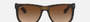 Ray-Ban Justin Classic RB4165 710/13 square sunglasses for men in full rim plastic, with matte havana frame, and dark brown lenses. 54mm in lens size, 16mm in bridge size, and 145mm in temple length.