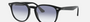 Ray-Ban RB4259 601/19 round sunglasses for unisex in full rim plastic, with black frame, and clear gradient light blue lenses. 51mm in lens size, 20mm in bridge size, and 145mm in temple length.
