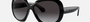 Ray-Ban Jackie Ohh II RB4098 601/8G butterfly sunglasses for women in full rim nylon, with polished black frame, and grey gradient lenses. 60mm in lens size, 14mm in bridge size, and 135mm in temple length.