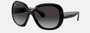 Ray-Ban Jackie Ohh II RB4098 601/8G women's full rim butterfly sunglasses in a polished black nylon frame with grey gradient lenses. Features a 60 mm lens size, 14 mm bridge size, and 135 mm temple length. Available in Dubai, UAE.