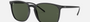 Ray-Ban RB4387 601/71 square sunglasses for unisex in full rim plastic, with black frame, and green lenses. 56mm in lens size, 18mm in bridge size, and 145mm in temple length.