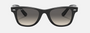 Ray-Ban Junior Wayfarer Kids RJ9066S 100/11 square sunglasses for kids in full rim injected, with polished black frame, and light grey/dark grey lenses. 47mm in lens size, 20mm in bridge size, and 130mm in temple length.