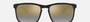 Ray-Ban RB4264 Chromance RB4264 601/J0 square sunglasses for men in full rim plastic, with black frame, and blue mirror gold gradient chromance lenses. 58mm in lens size, 18mm in bridge size, and 145mm in temple length.