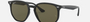 Ray-Ban RB4306 601/9A round sunglasses for unisex in full rim plastic, with black frame, and green lenses. 54mm in lens size, 19mm in bridge size, and 145mm in temple length.