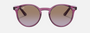 Ray-Ban Junior RJ9064S 706468 phantos sunglasses for kids in full rim injected, with polished transparent fuxia frame, and violet gradient brown lenses. 44mm in lens size, 19mm in bridge size, and 130mm in temple length.