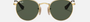 Ray-Ban Junior Round Kids RJ9547S 223/71 round sunglasses for kids in full rim metal, with polished arista gold frame, and dark green lenses. 44mm in lens size, 19mm in bridge size, and 130mm in temple length.
