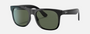 Ray-Ban Junior Justin Kids RJ9069S 100/71 square sunglasses for kids in full rim injected, with polished black
  frame, and dark green lenses. 48mm in lens size, 16mm in bridge size, and 130mm in temple length.