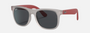 Ray-Ban Junior Justin Kids RJ9069S 705987 square sunglasses for kids in full rim injected, with matte transparent grey frame, and dark grey lenses. 48mm in lens size, 16mm in bridge size, and 130mm in temple length.
