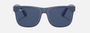 Ray-Ban Junior Justin Kids RJ9069S 706080 square sunglasses for kids in full rim injected, with matte transparent blue frame, and dark blue lenses. 48mm in lens size, 16mm in bridge size, and 130mm in temple length.
