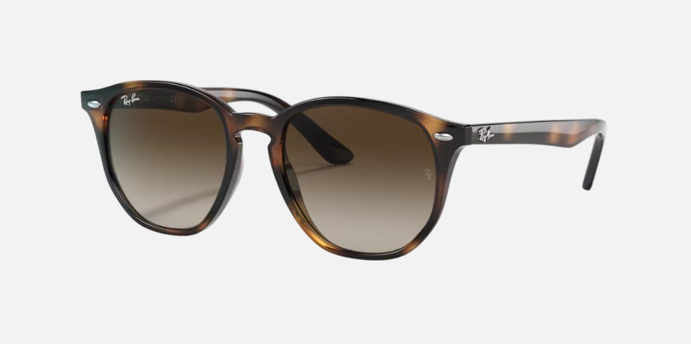 Ray-Ban Junior RJ9070S 152/13 irregular sunglasses for kids in full rim injected, with polished havana frame, and brown/dark brown lenses. 46mm in lens size, 16mm in bridge size, and 130mm in temple length.