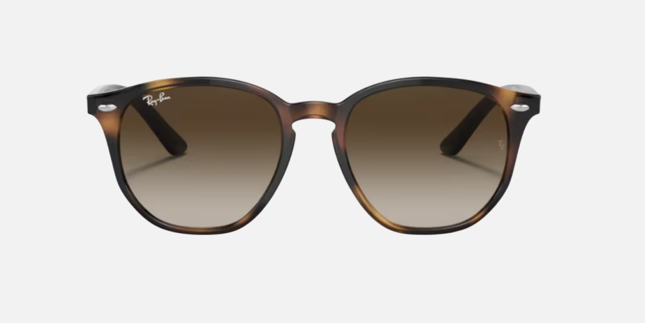Ray-Ban Junior RJ9070S 152/13 irregular sunglasses for kids in full rim injected, with polished havana frame, and brown/dark brown lenses. 46mm in lens size, 16mm in bridge size, and 130mm in temple length.