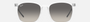 Ray-Ban RB4387 647711 square sunglasses for unisex in full rim plastic, with transparent frame, and grey gradient lenses. 56mm in lens size, 18mm in bridge size, and 145mm in temple length.