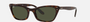 Ray-Ban Lady Burbank RB2299 902/31 cat eye sunglasses for women in full rim acetate, with polished havana frame, and green lenses. 52mm in lens size, 20mm in bridge size, and 140mm in temple length.