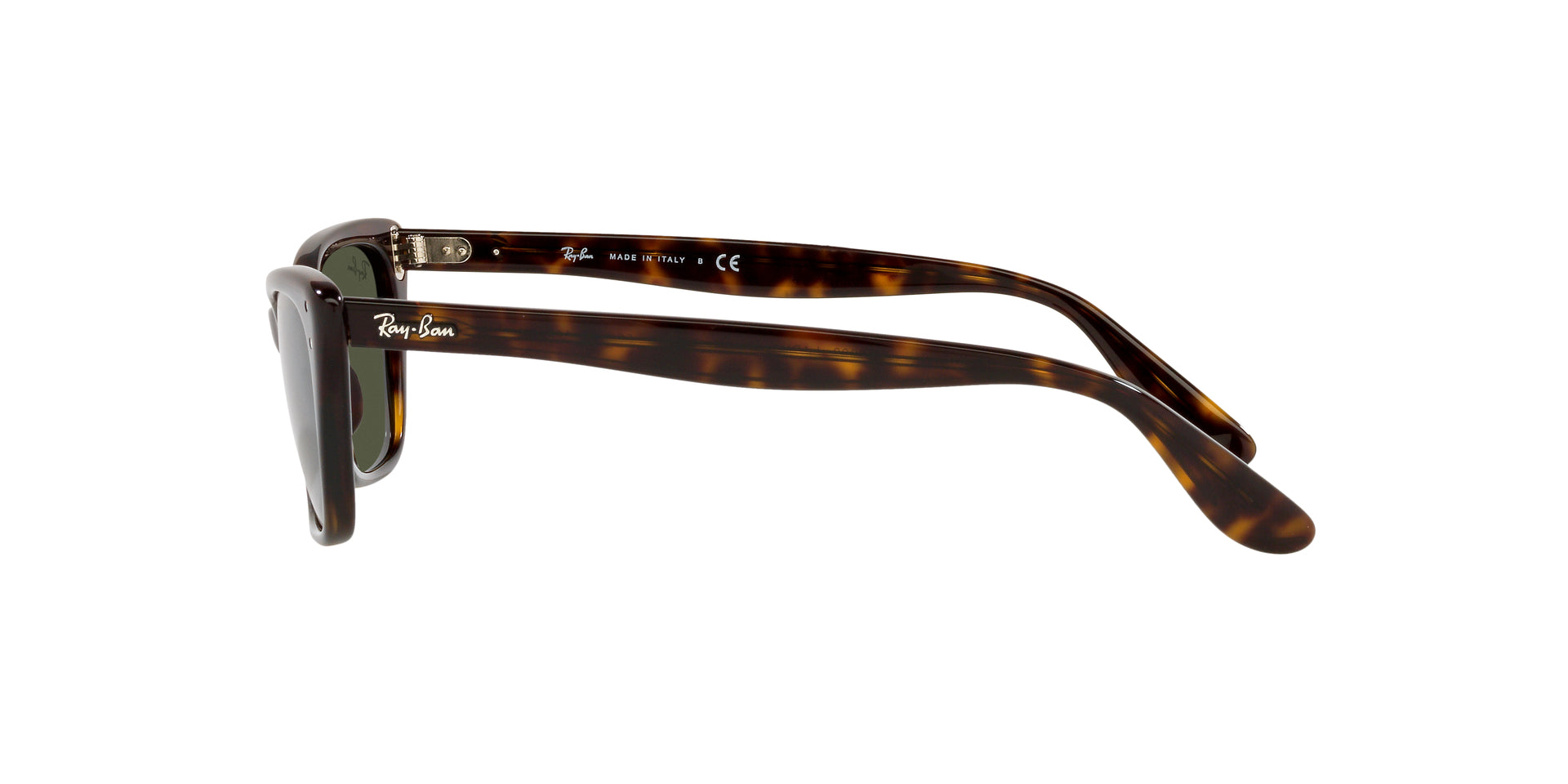 Ray-Ban Lady Burbank RB2299 902/31 cat eye sunglasses for women in full rim acetate, with polished havana frame, and green lenses. 52mm in lens size, 20mm in bridge size, and 140mm in temple length.
