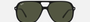 Ray-Ban Bill RB2198 901/31 square sunglasses for unisex in full rim plastic, with black frame, and green lenses. 56mm in lens size, 14mm in bridge size, and 145mm in temple length.