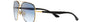 Ray-Ban RB3683 90003F square sunglasses for men in full rim metal, with black on gold frame, and blue lenses. 56mm in lens size, 15mm in bridge size, and 135mm in temple length.
