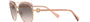 Bvlgari BV6164B 20143B aviator sunglasses for women in full rim metal, with pink gold/transparent pink frame, and pink gradient grey lenses. 57mm in lens size, 15mm in bridge size, and 140mm in temple length.