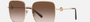 Bvlgari BV6165 278/13 square sunglasses for women in full rim metal, with pale gold frame, and gradient brown lenses. 57mm in lens size, 18mm in bridge size, and 140mm in temple length.