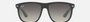 Ray-Ban Boyfriend RB4147 656811 square sunglasses for men in full rim plastic, with black frame, and grey gradient lenses. 60mm in lens size, 15mm in bridge size, and 145mm in temple length.
