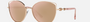 Bvlgari BV6168 20144Z cat-eye sunglasses for women in semi-rimless metal, with pink gold frame, and rose gold lenses. 57mm in lens size, 17mm in bridge size, and 140mm in temple length.