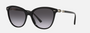 Bvlgari BV8235 501/8G cat-eye sunglasses for women in full rim plastic, with black frame, and gradient grey lenses. 55mm in lens size, 17mm in bridge size, and 140mm in temple length.