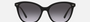 Bvlgari BV8235 501/8G cat-eye sunglasses for women in full rim plastic, with black frame, and gradient grey lenses. 55mm in lens size, 17mm in bridge size, and 140mm in temple length.