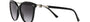 Bvlgari BV8235 501/8G cat-eye sunglasses for women in full rim plastic, with black frame, and gradient grey lenses. 55mm in lens size, 17mm in bridge size, and 140mm in temple length.