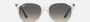 Ray-Ban RB4378 647711 square sunglasses for women in full rim plastic, with transparent frame, and grey gradient lenses. 54mm in lens size, 16mm in bridge size, and 145mm in temple length.