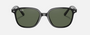 Ray-Ban Junior Leonard Kids RJ9093S 100/71 square sunglasses for kids in full rim injected, with polished black frame, and dark green lenses. 48mm in lens size, 16mm in bridge size, and 130mm in temple length.