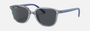 Ray-Ban Junior Leonard Kids RJ9093S 711087 square sunglasses for kids in full rim injected, with polished transparent blue frame, and grey lenses. 48mm in lens size, 16mm in bridge size, and 130mm in temple length.
