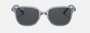 Ray-Ban Junior Leonard Kids RJ9093S 711087 square sunglasses for kids in full rim injected, with polished transparent blue frame, and grey lenses. 48mm in lens size, 16mm in bridge size, and 130mm in temple length.
