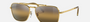Ray-Ban New Caravan RB3636 9196G5 square sunglasses for unisex in full rim metal, with polished gold frame, and silver/brown chromance lenses. 55mm in lens size, 15mm in bridge size, and 135mm in temple length.