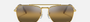 Ray-Ban New Caravan RB3636 9196G5 square sunglasses for unisex in full rim metal, with polished gold frame, and silver/brown chromance lenses. 55mm in lens size, 15mm in bridge size, and 135mm in temple length.
