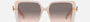 Bvlgari BV8243B 55123B square sunglasses for women in full rim plastic, with opal peach striped gradient frame, and pink gradient gray lenses. 56mm in lens size, 17mm in bridge size, and 140mm in temple length.