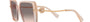 Bvlgari BV8243B 55123B square sunglasses for women in full rim plastic, with opal peach striped gradient frame, and pink gradient gray lenses. 56mm in lens size, 17mm in bridge size, and 140mm in temple length.
