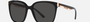 Bvlgari BV8245 501/87 square sunglasses for women in full rim plastic, with black frame, and dark grey lenses. 55mm in lens size, 19mm in bridge size, and 145mm in temple length.