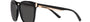 Bvlgari BV8245 501/87 square sunglasses for women in full rim plastic, with black frame, and dark grey lenses. 55mm in lens size, 19mm in bridge size, and 145mm in temple length.
