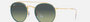 Ray-Ban Round Double Bridge RB3647N 9235BH round double bridge sunglasses for unisex in full rim metal, with gold frame, and green vintage lenses. 51mm in lens size, 22mm in bridge size, and 145mm in temple length.