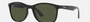 Ray-Ban RB4374 601/31 square sunglasses for unisex in full rim plastic, with black frame, and green lenses. 56mm in lens size, 19mm in bridge size, and 145mm in temple length.