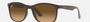Ray-Ban RB4374 6600M2 square sunglasses for unisex in full rim plastic, with brown on grey frame, and brown lenses. 56mm in lens size, 19mm in bridge size, and 145mm in temple length.