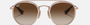 Ray-Ban Junior Round Double Bridge Kids RJ9647S 288/13 round sunglasses for kids in full rim metal, with polished light brown frame, and brown gradient lenses. 46mm in lens size, 21mm in bridge size, and 130mm in temple length.