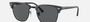 Ray-Ban Clubmaster Classic RB3016 1367B1 square sunglasses for unisex in full rim plastic, with grey on black frame, and dark grey lenses. 49mm in lens size, 21mm in bridge size, and 140mm in temple length.